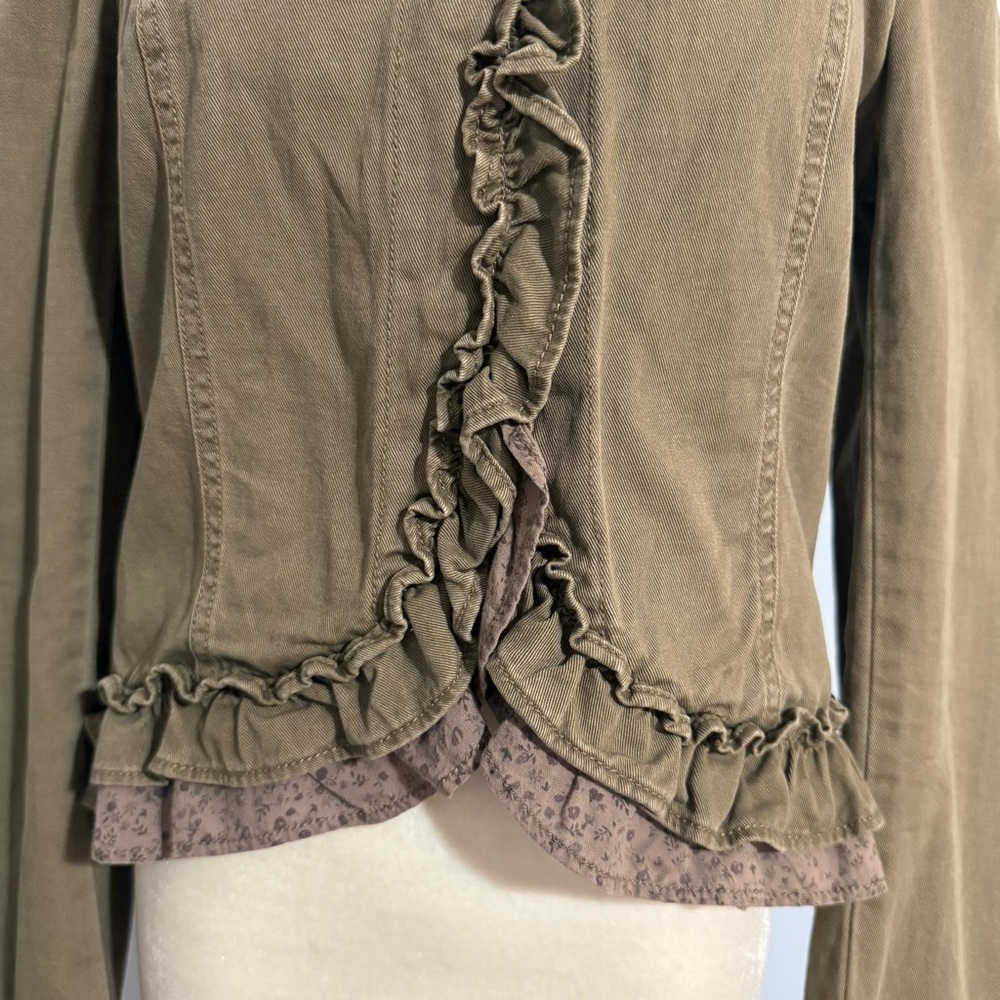 Olive Ruffled Women's Jacket - Picture 5 of 7